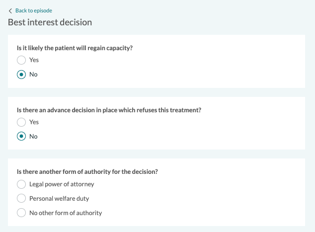 Concentric best interest decision
