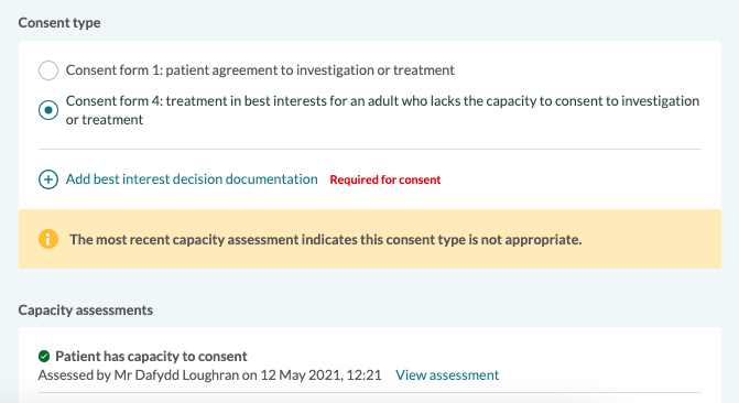 Concentric incongrous capacity assessment