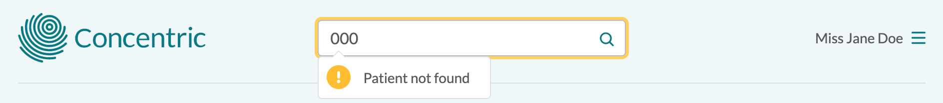 Concentric patient not found